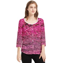 Pink  Waves Flow Series 1 Chiffon Quarter Sleeve Blouse by DimitriosArt