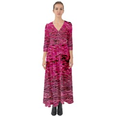 Pink  Waves Flow Series 1 Button Up Boho Maxi Dress by DimitriosArt