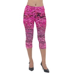 Pink  Waves Flow Series 1 Lightweight Velour Capri Leggings  by DimitriosArt