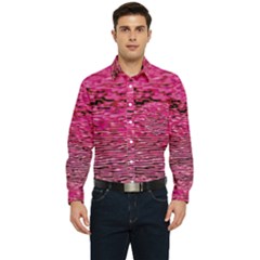 Pink  Waves Flow Series 1 Men s Long Sleeve Pocket Shirt  by DimitriosArt