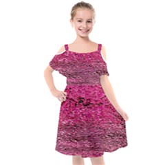 Pink  Waves Flow Series 1 Kids  Cut Out Shoulders Chiffon Dress by DimitriosArt