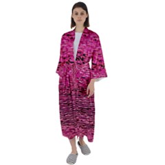 Pink  Waves Flow Series 1 Maxi Satin Kimono by DimitriosArt