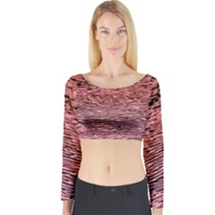 Pink  Waves Flow Series 2 Long Sleeve Crop Top by DimitriosArt