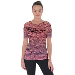 Pink  Waves Flow Series 2 Shoulder Cut Out Short Sleeve Top by DimitriosArt