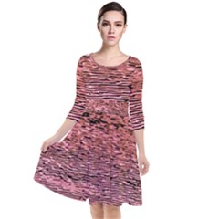 Pink  Waves Flow Series 2 Quarter Sleeve Waist Band Dress by DimitriosArt