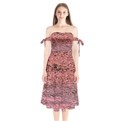 Pink  Waves Flow Series 2 Shoulder Tie Bardot Midi Dress by DimitriosArt