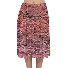 Pink  Waves Flow Series 2 Velvet Flared Midi Skirt by DimitriosArt