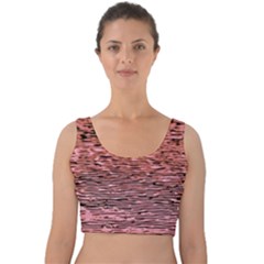 Pink  Waves Flow Series 2 Velvet Crop Top by DimitriosArt