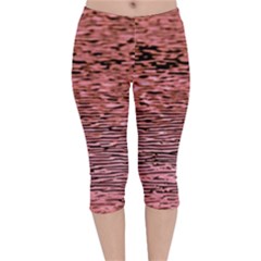 Pink  Waves Flow Series 2 Velvet Capri Leggings  by DimitriosArt