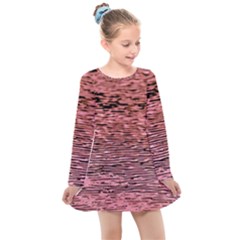 Pink  Waves Flow Series 2 Kids  Long Sleeve Dress by DimitriosArt