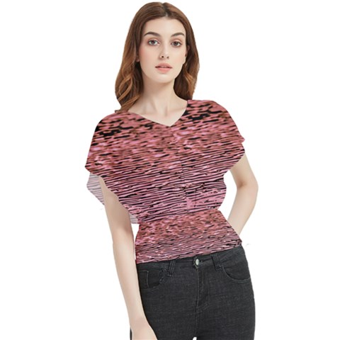 Pink  Waves Flow Series 2 Butterfly Chiffon Blouse by DimitriosArt