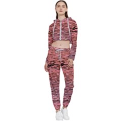 Pink  Waves Flow Series 2 Cropped Zip Up Lounge Set by DimitriosArt