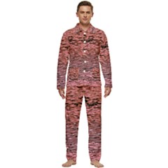 Pink  Waves Flow Series 2 Men s Long Sleeve Velvet Pocket Pajamas Set