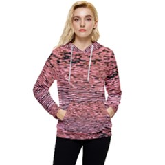 Pink  Waves Flow Series 2 Women s Lightweight Drawstring Hoodie by DimitriosArt