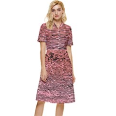 Pink  Waves Flow Series 2 Button Top Knee Length Dress by DimitriosArt