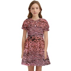 Pink  Waves Flow Series 2 Kids  Bow Tie Puff Sleeve Dress by DimitriosArt