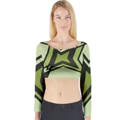 Abstract Pattern Geometric Backgrounds   Long Sleeve Crop Top