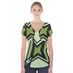 Abstract Pattern Geometric Backgrounds   Short Sleeve Front Detail Top