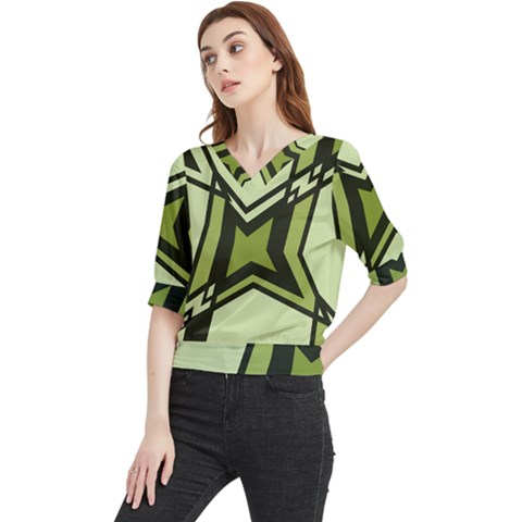 Abstract Pattern Geometric Backgrounds   Quarter Sleeve Blouse by Eskimos