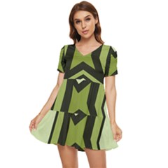 Abstract Pattern Geometric Backgrounds   Tiered Short Sleeve Babydoll Dress