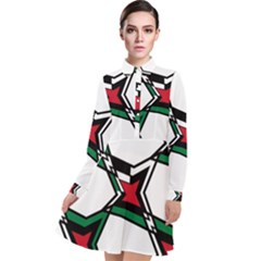 Abstract Pattern Geometric Backgrounds   Long Sleeve Chiffon Shirt Dress