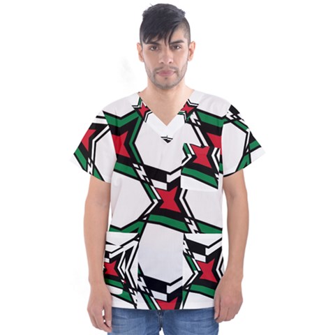 Abstract Pattern Geometric Backgrounds   Men s V-neck Scrub Top by Eskimos