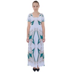 Abstract Pattern Geometric Backgrounds   High Waist Short Sleeve Maxi Dress