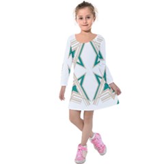 Abstract Pattern Geometric Backgrounds   Kids  Long Sleeve Velvet Dress by Eskimos