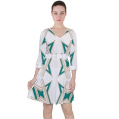 Abstract Pattern Geometric Backgrounds   Quarter Sleeve Ruffle Waist Dress by Eskimos