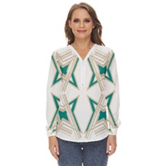 Abstract Pattern Geometric Backgrounds   Zip Up Long Sleeve Blouse