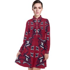 Abstract Pattern Geometric Backgrounds   Long Sleeve Chiffon Shirt Dress by Eskimos