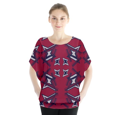 Abstract Pattern Geometric Backgrounds   Batwing Chiffon Blouse by Eskimos