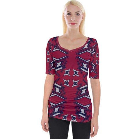 Abstract Pattern Geometric Backgrounds   Wide Neckline Tee by Eskimos