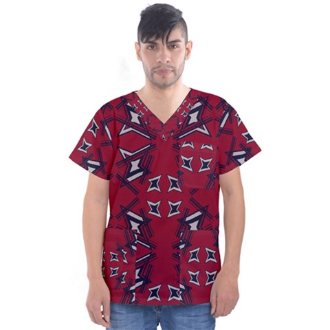 Abstract Pattern Geometric Backgrounds   Men s V-neck Scrub Top by Eskimos