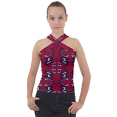 Abstract Pattern Geometric Backgrounds   Cross Neck Velour Top by Eskimos