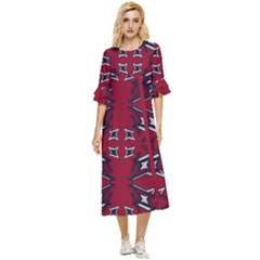 Abstract Pattern Geometric Backgrounds   Double Cuff Midi Dress