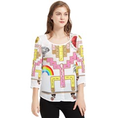 Music And Other Stuff Chiffon Quarter Sleeve Blouse by bfvrp