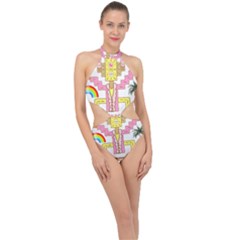 Music And Other Stuff Halter Side Cut Swimsuit