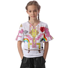 Music And Other Stuff Kids  V-neck Horn Sleeve Blouse by bfvrp