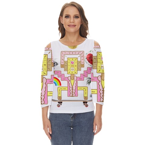 Music And Other Stuff Cut Out Wide Sleeve Top by bfvrp