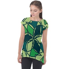 Abstract Pattern Geometric Backgrounds   Cap Sleeve High Low Top by Eskimos