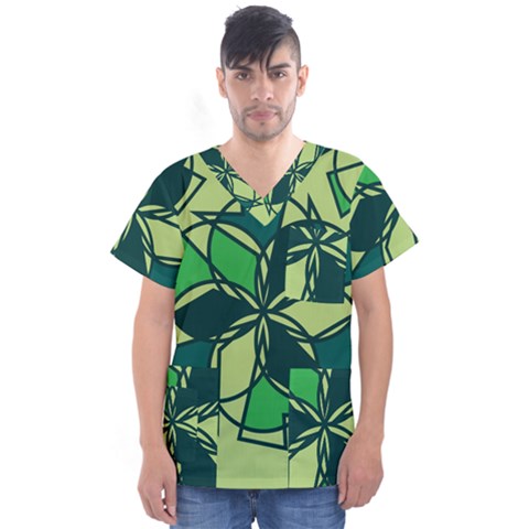 Abstract Pattern Geometric Backgrounds   Men s V-neck Scrub Top by Eskimos