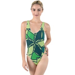 Abstract Pattern Geometric Backgrounds   High Leg Strappy Swimsuit by Eskimos