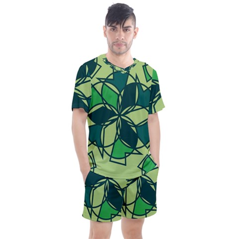 Abstract Pattern Geometric Backgrounds   Men s Mesh Tee And Shorts Set by Eskimos