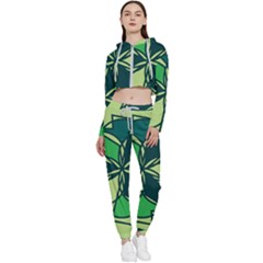 Abstract Pattern Geometric Backgrounds   Cropped Zip Up Lounge Set by Eskimos