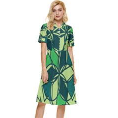 Abstract Pattern Geometric Backgrounds   Button Top Knee Length Dress