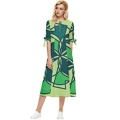 Abstract Pattern Geometric Backgrounds   Bow Sleeve Chiffon Midi Dress by Eskimos