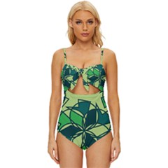 Abstract Pattern Geometric Backgrounds   Knot Front One-piece Swimsuit