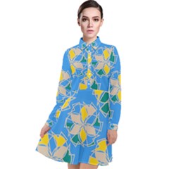 Abstract Pattern Geometric Backgrounds   Long Sleeve Chiffon Shirt Dress by Eskimos