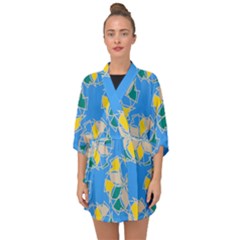 Abstract Pattern Geometric Backgrounds   Half Sleeve Chiffon Kimono by Eskimos